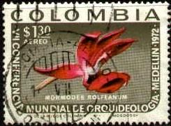 Orchid, Mormodes Rolfeanum, Colombia stamp SC#C572 used