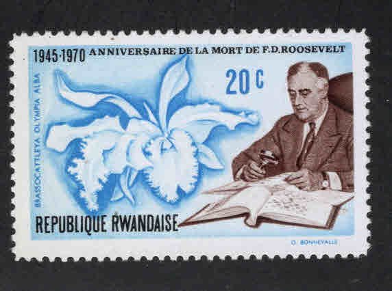 RWANDA Scott 381 Unused FDR Flower stamp