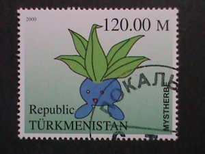 TURKMENISTAN -2000 LOVELY FAMPOUS POKEMON CTO FANCY POSTAL CANCEL VERY FINE