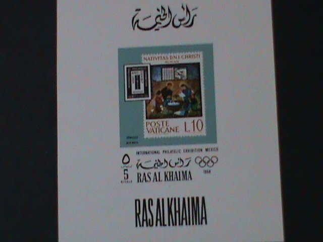 ​RAS ALKHAIMA-INTEL.STAMPS SHOW-MEXICO'68- CHRISTMAS PAINTING MNH S/S-VF