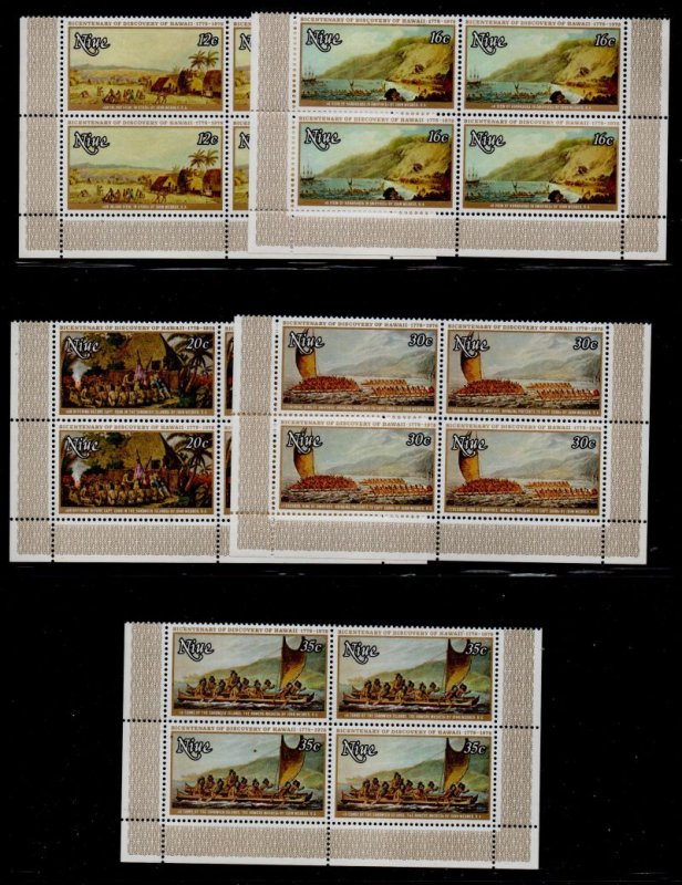 Niue Sc 214-218 1978 Capt Cook Hawaii stamp set  blocks of 4  mint NH