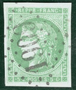 FRANCE Classic Stamp Scott.41b 5c Emerald/Greenish CERES Used Cat $1,250 YOG90