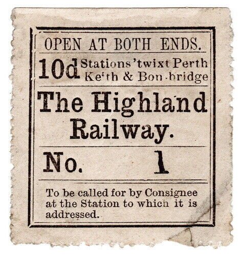 (I.B) The Highland Railway : Newspaper Parcel 10d