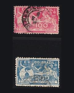 VINTAGE: BRAZIL 1906 USED LH SM HR SCOTT # 172,173 $ 40 BR1906-G