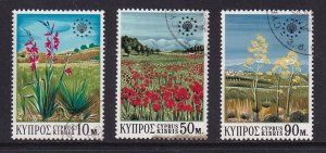 Cyprus   #343-345 cancelled 1970 nature conservation . complete set