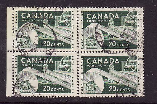 Canada-Sc#362-used 20c green block-Paper Industry-1956-Cdn888-