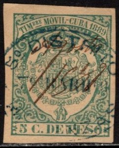 1895 Cuba Revenue 5 Centavos Coat of Arms Stamp Duty Used