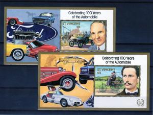 St.Vincent 1987 Sc# 1048/1051 AUTOMOBILE CENTENARY  4 S/S ovpt.SPECIMEN MNH