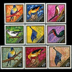 GUINEA 1971 - Scott# 582-7+C Birds Set of 9 NH