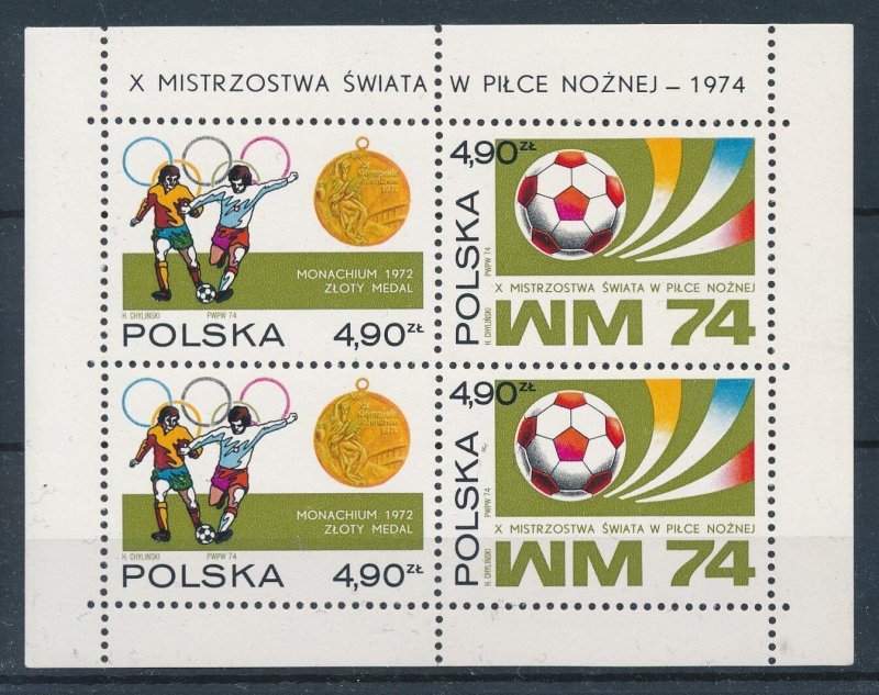 [112331] Poland 1974 Olympic Games football soccer Souvenir Sheet MNH