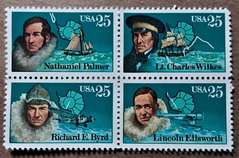 United States #2389a 25c Antarctic Explorers MNH block of 4 (1988)