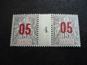 Stamps - Gabon - Scott# 74 - Mint Hinged Gutter Pair of Stamps