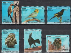 CUBA Sc# 6108-6113  ENDEMIC BIRDS Cpl set of 6  2018 MNH