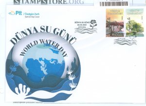 Turkey 3461 2021 World Water Day Special Day cover; 2015 Two Water Conservation stamps