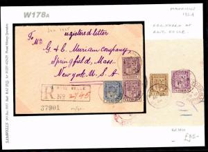 W178a 1924 MAURITIUS *Rose Belle* CDS 40c Rate Registered Combination Cover USA