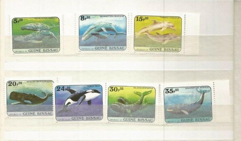 GUINEA BISSAU 1984 WHALES SCOTT 597-603  MNH SCV $13