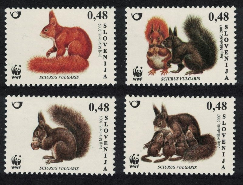 Slovenia Eurasian Red Squirrel 'Sciurus vulgaris' WWF 4v 2007 MNH SG#755-758