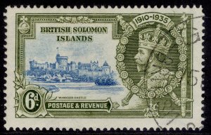 BRITISH SOLOMON ISLANDS GV SG55, 6d light blue & olive-green, VFU. Cat £12.