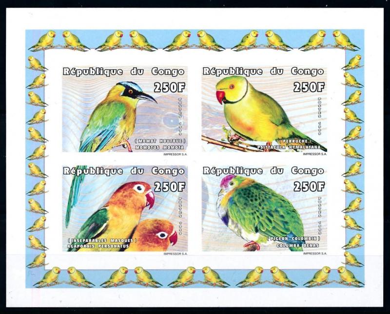 [75603] Congo Brazzaville 1999 Birds Vögel Oiseaux Imperf. Sheet MNH