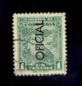 COLOMBIA SCOTT#O1 1937 1c EMERALD MINE OVERPRINTED - USED