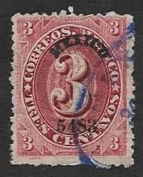 SE)1882-83 MEXICO, FROM THE SERIES NUMERALES 3C SCT147, USED