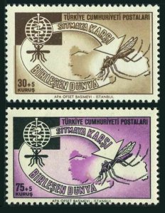 Turkey B88-B89, MNH. Mi 1832-1833. WHO drive to eradicate Malaria, 1962.