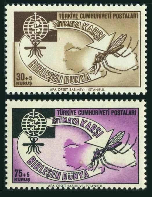 Turkey B88-B89, MNH. Mi 1832-1833. WHO drive to eradicate Malaria, 1962.