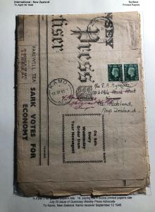 1945 Guernsey Channel Island Newspaper Weekly Press Cover To Kamo New Zeal and