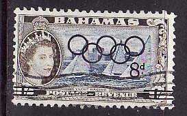 Bahamas-Sc#202- id9-used set-Olympic Rings surcharge-1964-