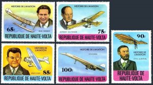 Burkina Faso 462-466,467,MNH. History of Aviation,1978.Seaplane,Concorde.Pilots.