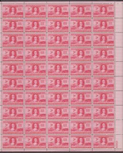 US, 971, VOLUNTEER FIREMEN, FULL SHEET OF 50, MINT NH, 1940'S COLLECTION