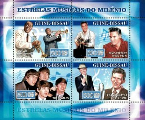 Guinea-Bissau 2007 - Famous Musicians of the Millennium - Sheet of 4 - MNH