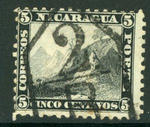 Nicaragua Rivas Cancel on 5¢ Black First Issue L49 ⭐⭐⭐⭐⭐⭐
