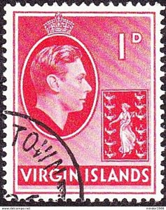 BRITISH VIRGIN ISLANDS 1938 KGVI 1d ScarletSG111 FU
