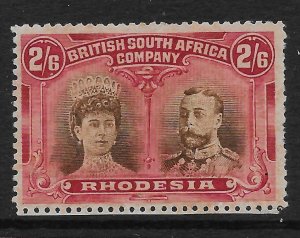 RHODESIA SG156a 1910-3 2/6 BISTRE-BROWN & CRIMSON MTD MINT