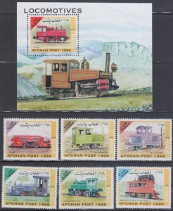 AFGHANISTAN # 039 (Unlisted) CPL MNH  SET of 6 + ANTIQUE STEAM LOCOMOTIVES