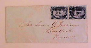 US  BLACKJACK CARRIER RATE PAIR CHICAGO TO BEAR CREEK 1 STAMP WITH 4 MARGINS