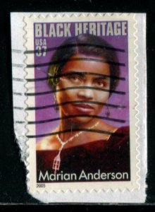 3896 US 37c Marian Anderson SA, used on paper