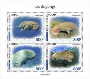 Chad - 2021 Dugongs, Mammals - 4 Stamp Sheet - TCH210210a