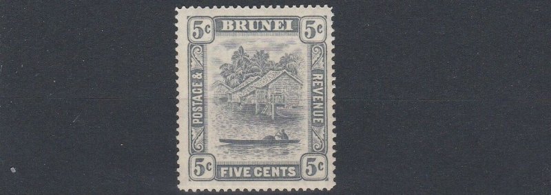 BRUNEI  1924 - 37  S G 67    5C  GREY     MH  LIGHTLY TONED 