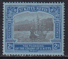 Sc# 60 St Kitts Nevis 1923 Caravel in Old Road Bay 2/ MLMH Wmk 4 CV $52.50