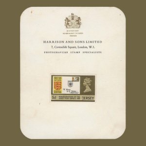 Jersey 1969 5d Post Office Inauguration imperf essay on presentation card ...