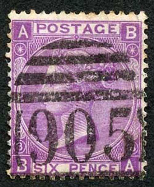 SG109 6d Mauve (Without Hyphen) Wmk Spray Plate 8 Superb Used