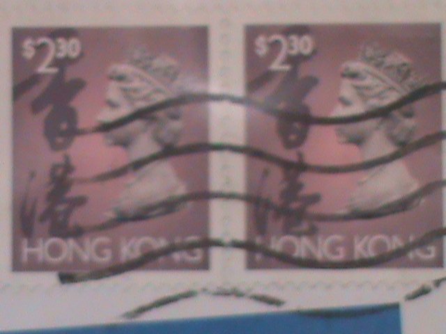 ​HONG KONG-1994-CV-37- ELIZABETH II STAMPS ON USED AIRMAIL COVER-VF-FANCY CANCEL