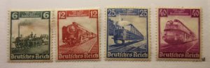 GERMANY, Scott: 459-462 (459 hinge stain) TRAINS, MINT HINGED, Lot31, Cat $15.90