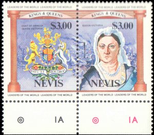 Nevis #258-266, Complete Set(9), Pairs, 1984, Royalty, Never Hinged