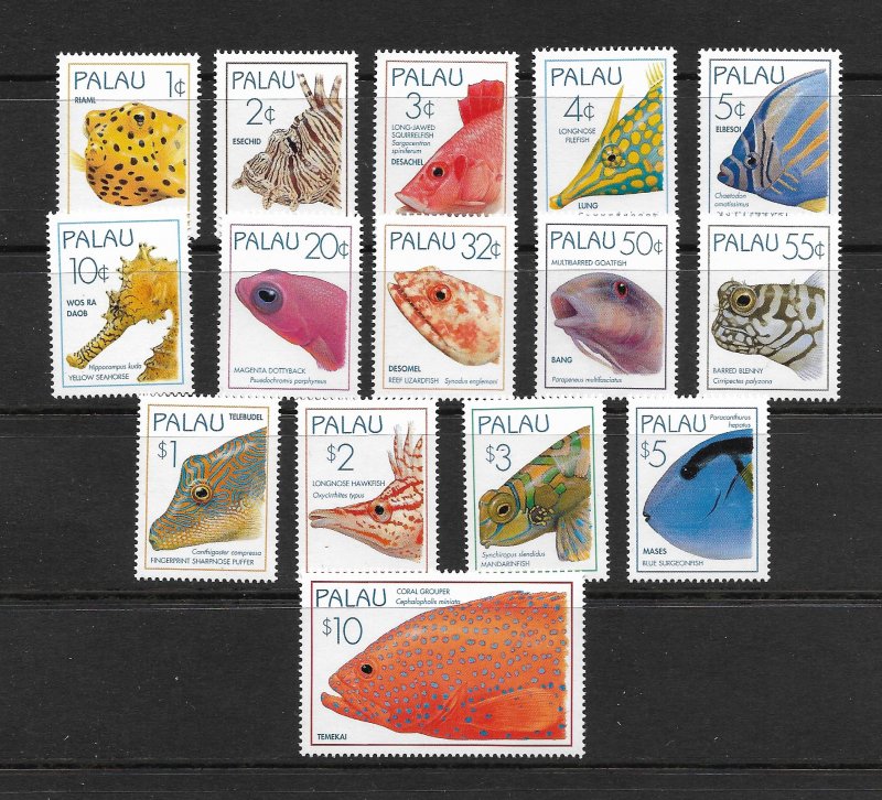 FISH - PALAU #351-65  MNH