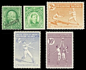 Philippines 5 Different Scott 213, 340, 380-382 All Mint F-VF+ LH