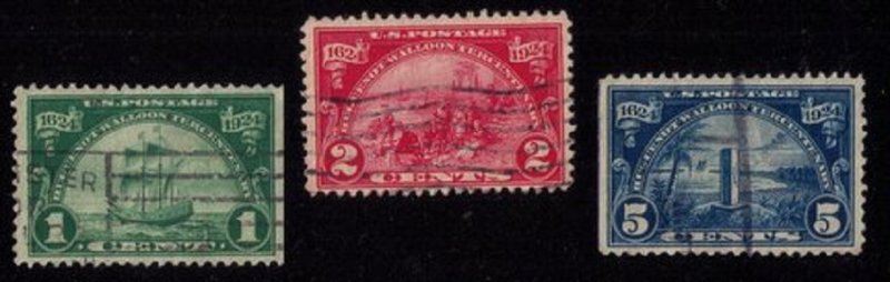 US Sc 614-616 Used Set Huguenot-Walloon Issue F-VF