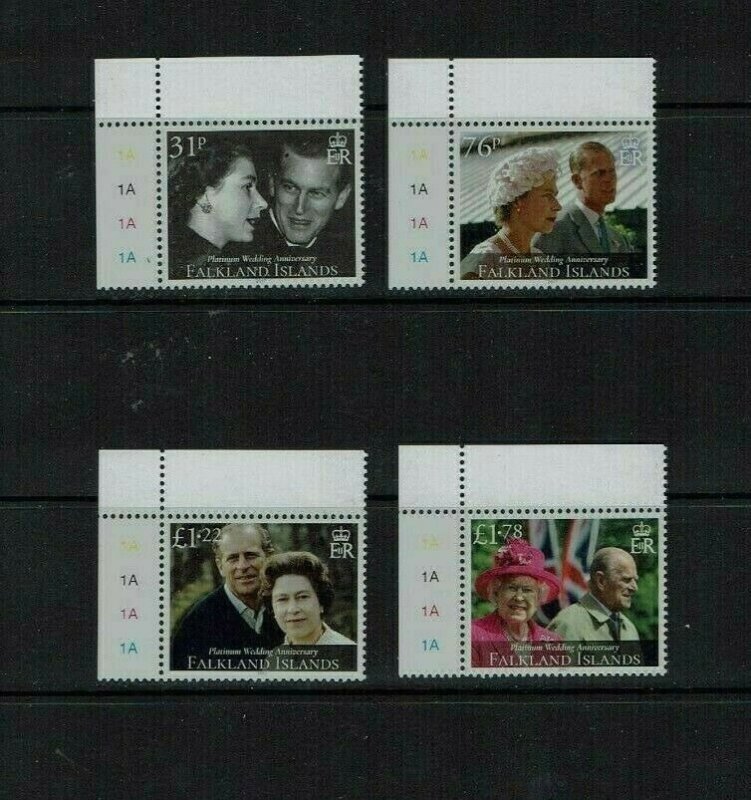 Falkland Islands: 2017  Queen Elizabeth, Platinum Wedding Anniversary  MNH set